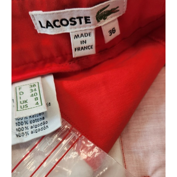 Lacoste Orangey-Red Women's Size US 4, FR 36 Chino Cotton Pants Made in France - Picture 10 of 11